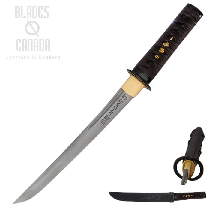 United Cutlery Shikoto Tanto, Damascus, Leather Wrapped/Ray Skin, UC2974